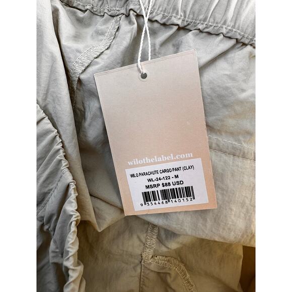 Wilo Parachute‎ Cargo Pants Womens M Clay Ivory Wide Leg Elastic Waist Light NEW - Picture 11 of 12